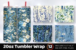 French Blue Garden Wildflowers Tumbler Wrap, 20oz Skinny Tum Product Image 1
