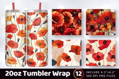 Abstract Poppy Tumbler Wrap, 20oz Skinny Tumbler Wraps Product Image 1
