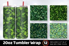 Solid Green Tiny Leaves Abstract Tumbler Wrap, 20oz Skinny T Product Image 1