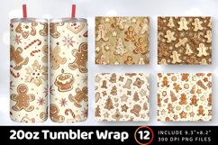 Retro Gingerbread Christmas Tumbler Wrap, 20oz Skinny Tumble Product Image 1