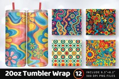 Hippie Retro Tumbler Wrap, 20oz Skinny Tumbler Wraps Product Image 1