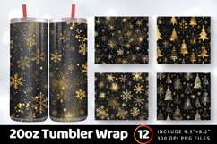 Golden Glitter Christmas Tumbler Wrap, 20oz Skinny Tumbler W Product Image 1