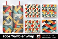 Retro Abstract Geometric Tumbler Wrap, 20oz Skinny Tumbler W Product Image 1