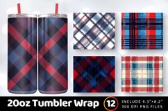 Blue and Red Winter Plaid Tumbler Wrap, 20oz Skinny Tumbler Product Image 1