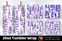 Watercolor Purple Lavender Floral Tumbler Wrap, 20oz Skinny Product Image 1