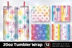 Rainbow Dandelions Tumbler Wrap, 20oz Skinny Tumbler Wrap Product Image 1