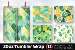 Watercolor Emerald Yellow Pastel Tumbler Wrap, 20oz Skinny T Product Image 1