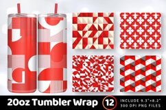 Red and White Geometric shape Tumbler Wrap, 20oz Skinny Tumb Product Image 1