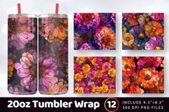 Zinnia Elegant Floral Alcohol Ink Tumbler Wrap, 20oz Skinny Product Image 1