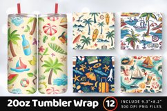 Summer Vacation Tumbler Wrap, 20oz Skinny Tumbler Wraps Product Image 1