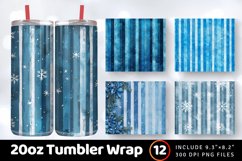 Blue Christmas Stripes Tumbler Wrap, 20oz Skinny Tumbler Wra Product Image 1