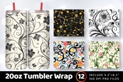 Swirling Flowers Tumbler Wrap, 20oz Skinny Tumbler Wraps Product Image 1