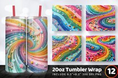 Colorful Rainbow Tumbler Wrap, 20oz Skinny Tumbler Wrap Product Image 1