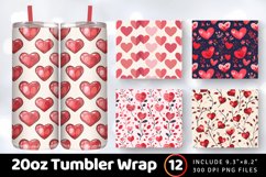 Hearts Valentines Day Plaid Tumbler Wrap, 20oz Skinny Tumble Product Image 1