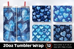 Blue Dreamy Hearts Tumbler Wrap, 20oz Skinny Tumbler Wraps Product Image 1