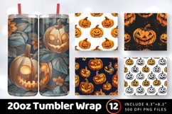 Halloween with Pumpkin Tumbler Wrap, 20oz Skinny Tumbler Wra Product Image 1