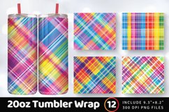 Rainbow Checkered Plaid Tumbler Wrap, 20oz Skinny Tumbler Wr Product Image 1