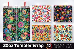 Mexican Floral Fiesta Fabric Tumbler Wrap, 20oz Skinny Tumbl Product Image 1