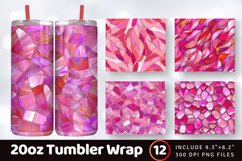 Pink Stained Glass Tumbler Wrap, 20oz Skinny Tumbler Wrap Product Image 1
