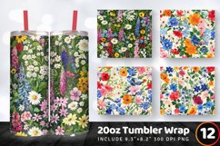English Floral Garden Tumbler Wrap, 20oz Skinny Tumbler Wrap Product Image 1