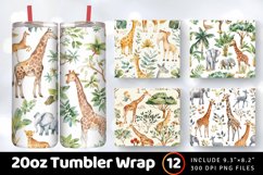 Watercolor Safari Tumbler Wrap, 20oz Skinny Tumbler Wraps Product Image 1