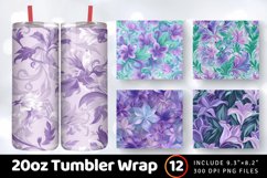 Emerald Purple Pastel Floral Tumbler Wrap, 20oz Skinny Tumbl Product Image 1
