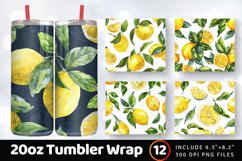 Watercolor Lemon Tumbler Wrap, 20oz Skinny Tumbler Wraps Product Image 1