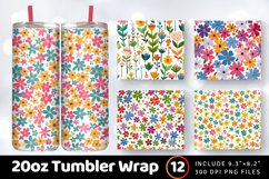 Cute Colorful Spring Flowers Tumbler Wrap, 20oz Skinny Tumbl Product Image 1