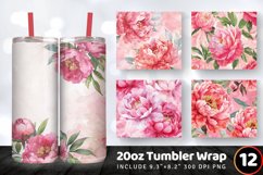 Pink Watercolor Peonies Tumbler Wrap, 20oz Skinny Tumbler Wr Product Image 1