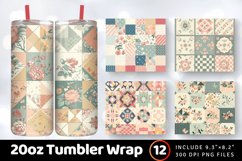 Pastel Farmhouse Patchwork Quilt Tumbler Wrap, 20oz Skinny T Product Image 1