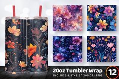 Magical Dreamy Flowers Tumbler Wrap, 20oz Skinny Tumbler Wra Product Image 1
