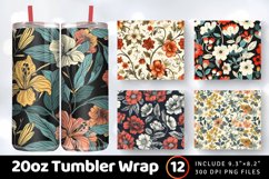 Retro Florals Tumbler Wrap, 20oz Skinny Tumbler Wraps Product Image 1