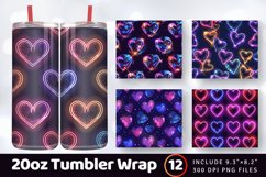 Disco Luxury Glitter Neon Hearts Tumbler Wrap, 20oz Skinny T Product Image 1