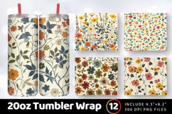Retro Spring Garden Flowers Tumbler Wrap, 20oz Skinny Tumble Product Image 1
