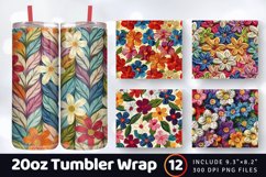French Knitted Flower Fabric Tumbler Wrap, 20oz Skinny Tumbl Product Image 1