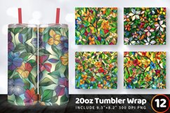 Spring Stained Glass Floral Tumbler Wrap, 20oz Skinny Tumble Product Image 1