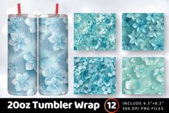 Floral Aquamarine Flowers Tumbler Wrap, 20oz Skinny Tumbler Product Image 1
