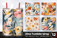 Abstract Boho Flowers Tumbler Wrap, 20oz Skinny Tumbler Wrap Product Image 1