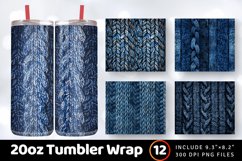 Denim Fabric Knitted Textures Tumbler Wrap, 20oz Skinny Tumb Product Image 1