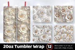 3D White Rose Gold Tumbler Wrap, 20oz Skinny Tumbler Wrap Product Image 1