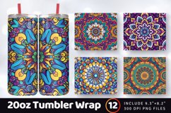 Colorful Mandala Tumbler Wrap, 20oz Skinny Tumbler Wraps Product Image 1