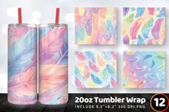 Pastel Rainbow Feathers Tumbler Wrap, 20oz Skinny Tumbler Wr Product Image 1