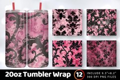 Floral Grunge Vintage Pink Goth Tumbler Wrap, 20oz Skinny Tu Product Image 1