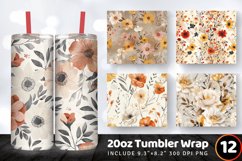 Natural Chic Flowers Tumbler Wrap, 20oz Skinny Tumbler Wrap Product Image 1