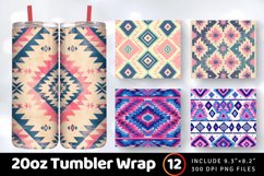 Aztec Pink Blue Western Tumbler Wrap, 20oz Skinny Tumbler Wr Product Image 1