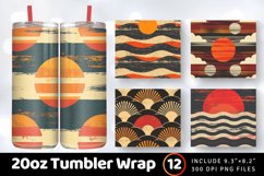 Sunset Retro Tumbler Wrap, 20oz Skinny Tumbler Wraps Product Image 1