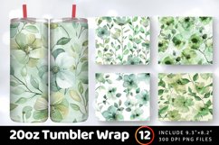Watercolor Green Pastel Flowers Tumbler Wrap, 20oz Skinny Tu Product Image 1