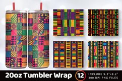Ornate African Kente Fabric Tumbler Wrap, 20oz Skinny Tumble Product Image 1