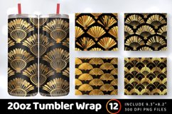 Golden Fan Motifs Tumbler Wrap, 20oz Skinny Tumbler Wraps Product Image 1
