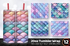 3D Mermaid Scales Tumbler Wrap, 20oz Skinny Tumbler Wrap Product Image 1